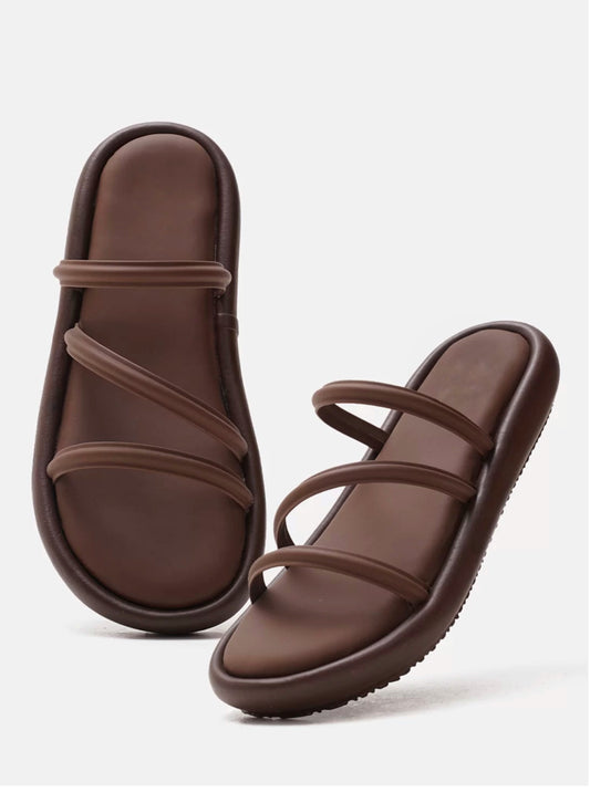 Cushioned multi strap flats