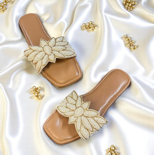 Embellished Floral Pearl Flats